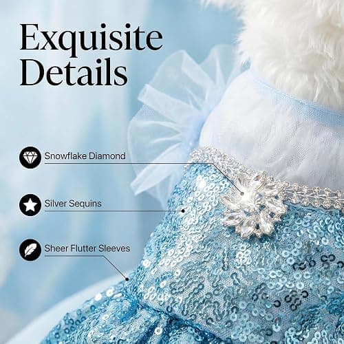 Littledropet Dog Snow Queen Costume Pet Princess Dress with Crown,S | Halloween Small Dog Princess Costume Outfits;Luxury Sequin Pet Birthday Party Dress;Summer Dog Tutu Dress Skirt Clothes thumbnail 5