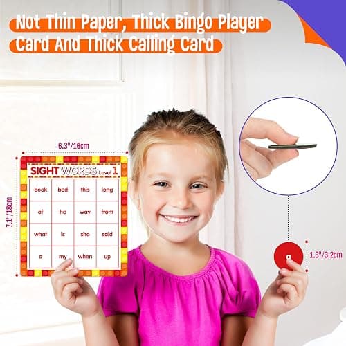 SpriteGru Sight Word Bingo Game, 120 Sight Words Learn to Read Level 1 & Level 2 Bingo Board Game Dolch's & Fry's Words Lists for Kindergarten and Preschool Kids 4-8, Perfect for Classroom & at Home thumbnail 5