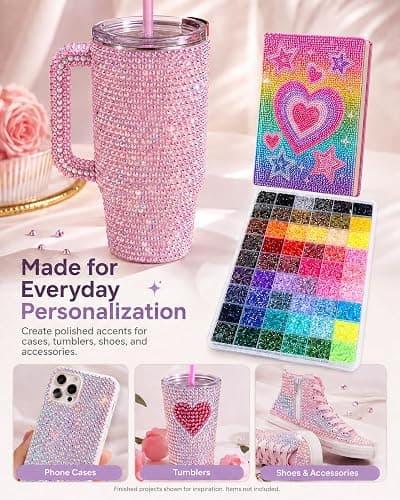54000Pcs Bedazzling Kit, 60 Colors, 3mm AB Resin Jelly Rhinestones | Flatback gems with 3 B-7000 Glue Tubes, 60-Compartment Box, Tweezers and Trays for Tumblers, Phone Cases and DIY Crafts. thumbnail 3