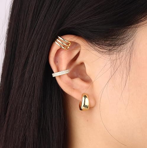 WAINIS 16PCS Ear Cuff Earrings for Women Non Piercing Ear Cuffs Clip On Cartilage Earrings Lightweight Fake Earrings Set thumbnail 3