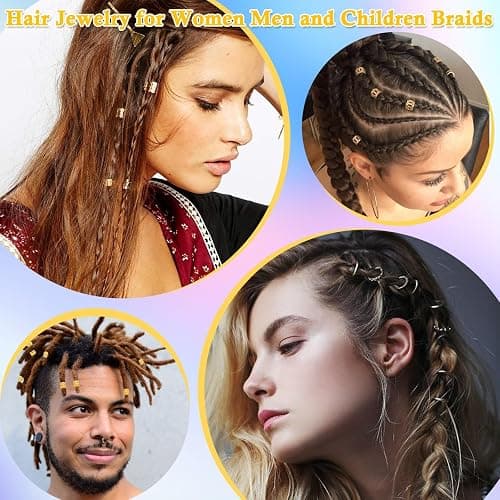 Lucomb 220 Pcs Gold Hair Jewelry for Braids, Loc Jewelry for Hair Dreadlock, Loc Charms for Women, Metal Gold Braid Rings Cuffs Clips for Dreadlock Accessories Clip Braids Extensions Decorations thumbnail 6