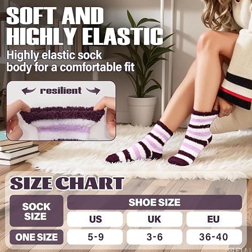 ANTSANG Womens Fuzzy Socks Fluffy Slipper Cozy Cabin Winter Soft Fleece Warm Comfy Thick Christmas Gift Socks thumbnail 5