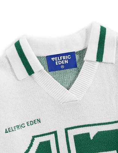 Aelfric Eden Graphic Polo Sweater Women Oversized V Neck Knit Sweaters Y2k Long Sleeve Pullover Vintage Number Sweater Tops thumbnail 3