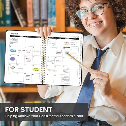 Planner 2026-2027 for Women & Men, Academic Monthly and Weekly Calendar Planner, Jul 2026 - Jun 2027, A5 (6.3" x 8.5"), Teacher Student Planning Book with Tabs, Ideal for Office School Supplies - Black thumbnail 6