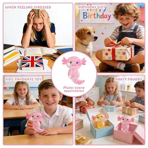 6PC Valentines Day Gifts for Kids Classroom,Axolotl Squishy Fidget Stress Ball,Stress Balls for Adults & Kids ,Stress Relief Party Favors Funny Sensory Toys for Autism,ADHD, Birthday, Office thumbnail 5