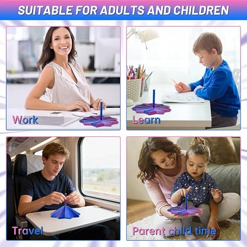 3D Printed Expanded Sensory Fidget Star,Stress-Relief Spinning Tower Toy with Handles,Sensory Toys for Adults & Teens,Honeycomb Whirling Spiral Design for ADHD & Stress Relief (Purple-Blue,L-25rings) thumbnail 6