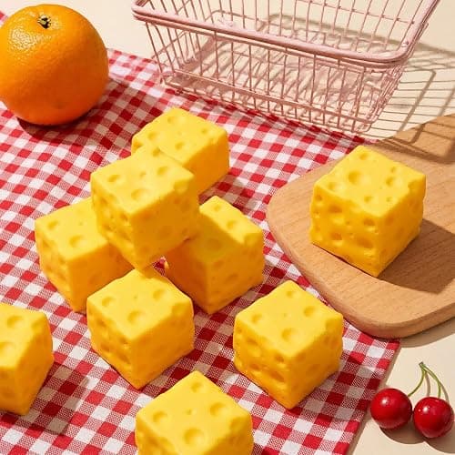Super Cheese Squishy Big Giant Large Cube Block Slow Rising Squeeze Toy squeezable Stress Relief Original Sensory / Fidget Novelty Toy and Gift for Adults (2.6in) thumbnail 6