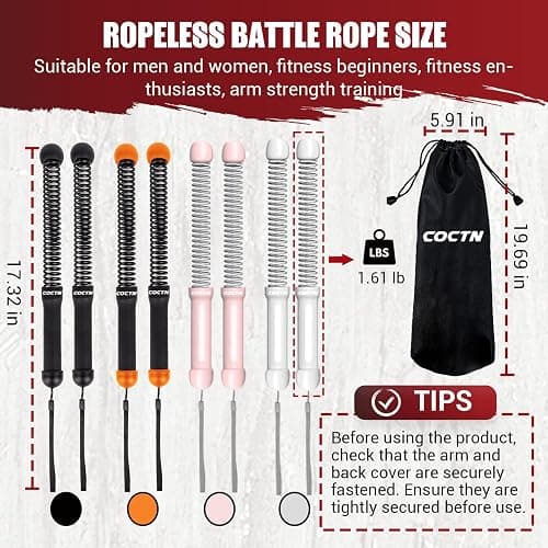 Weighted Ropeless Battle Ropes, Heavy Duty Workout Rope for Home Gym with Training Poster, Portable Arm Exerciser Rope for Strength Building, HIIT and Low-Impact Aerobic Training for Men & Women thumbnail 2
