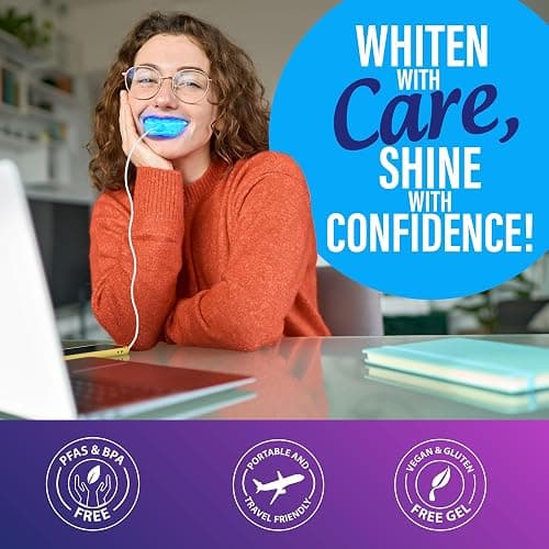 GuruNanda Premium Teeth Whitening Kit with Wired LED Light & Whitening Pen, Works with iPhone & Android, Helps Remove Surface Stains from Coffee, Food, Soda thumbnail 9