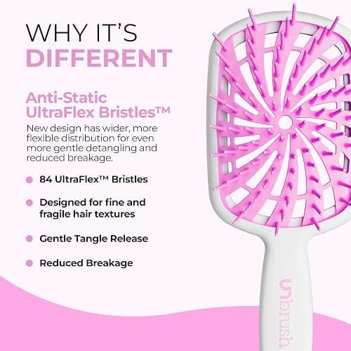 FHI Heat UNbrush Plus — Curly Hair Brush for Gentle & Effective Detangling on Wet or Dry Fragile Hair Types — Detangler Brush w/ 84 UltraFlex Bristles, Ultra-light, Vented, Anti Static Hairbrush thumbnail 3