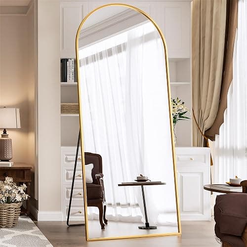 Antok Full Length Mirror, 71"x28" Floor Mirror, Arched Floor Standing Freestanding Arch Full Body Mirrors with Stand for Bedroom, Hanging Mounted for Living Room Cloakroom,Gold thumbnail 2
