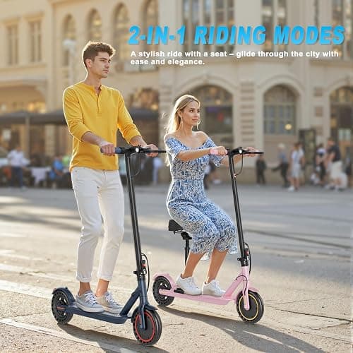 Electric Scooter for Adults with Seat Option, 350W/500W Motor, 8.5"/10" Solid Tires, Dual Suspension & Brakes, 16–22 MPH, Up to 22 Miles Range, Foldable Commuter Escooter with App Control thumbnail 3
