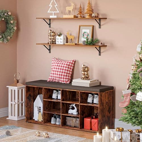 DINZI LVJ Long Wall Shelves, 31.5 Inch Wall Mounted Shelves Set of 2, Easy-to-Install, Wall Storage Ledges with Sturdy Metal Brackets for Living Room, Bathroom, Bedroom, Kitchen, Rustic Brown thumbnail 8