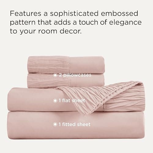 Bedsure Queen Sheet Set - 4 Pieces Soft Queen Size Sheets - Breathable & Cooling - Hotel Luxury - Easy Care Polyester Microfiber Cute Bedding for Women, Men, Dusty Pink thumbnail 2