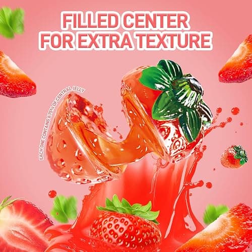 AMOS 4D Gummy Candy Strawberry Burst Candy– Fruity, Jelly-Filled, Natural Flavor – 240g Box (Pack of 10) thumbnail 3