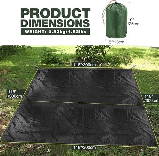 REDCAMP Hammock Rain Fly Waterproof and Lightweight, 10×10ft Tent Tarp for Camping Backpacking Hiking, Black thumbnail 3