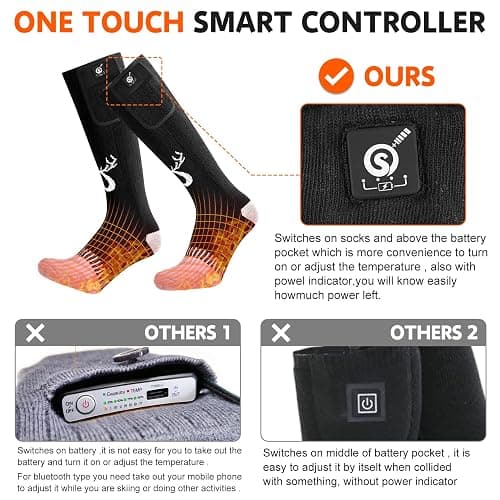 SNOW DEER Upgraded Rechargeable Electric Heated Socks,7.4V 2200mAh Battery Powered Cold Weather Heat Socks for Men Women,Outdoor Riding Camping Hiking Motorcycle Skiing Warm Winter Socks thumbnail 3