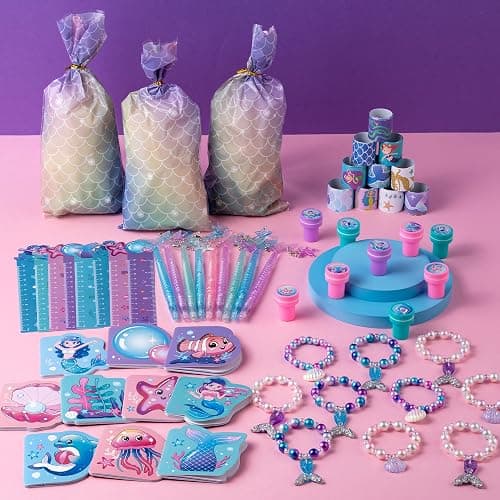 DMIGHT 110Pcs Mermaid Party Favors Including Stampers, Notebooks, Mermaid Party Decorations thumbnail 2