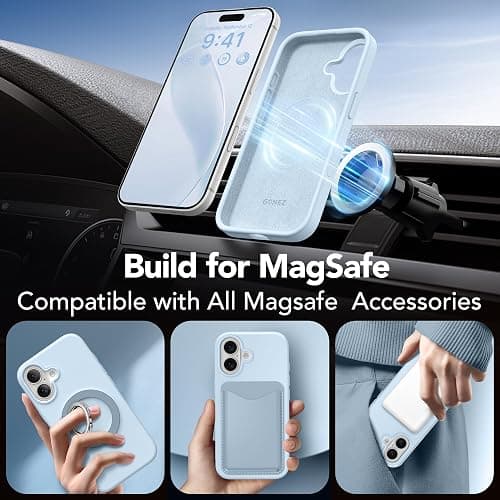 GONEZ Magnetic for iPhone 16 Case, Compatible with MagSafe, [Screen Protector + Camera Lens Protector], Liquid Silicone Shockproof Protective Phone Case for iPhone 16 6.1", Blue thumbnail 4