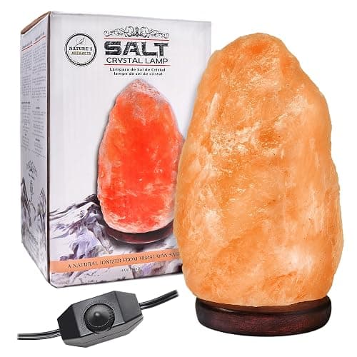 Crystal Hideaway Himalayan Salt Lamp Natural Pink Salt Lamp (ETL Certified) Night Light with Dimmer Switch Cord and Wood Base for Home Décor (6 Inches) - Image 1