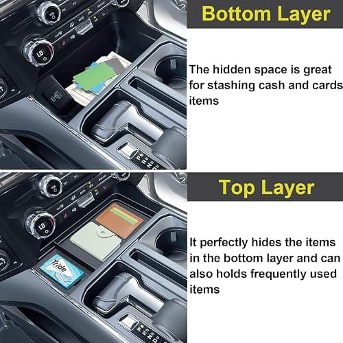 PIMCAR Center Console Organizer for 2021-2026 Ford F150 & 2022-2025 F150 Lightning XLT Pro Hidden Storage Tray with USB Hole Interior Accessories (Fits into The Open Pocket in Front of The Shifter) thumbnail 3