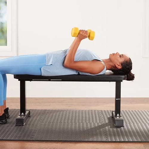 Amazon Basics Flat Weight Bench, Black thumbnail 6
