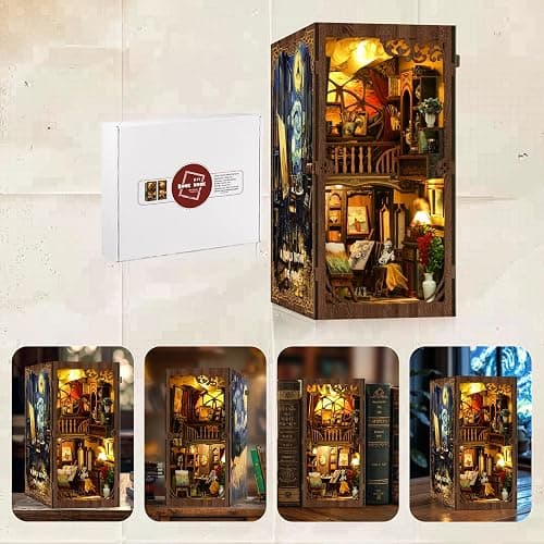 Book Nook Kits for Adults: LUMYCE Book Nook Kit Model Kits Craft Kits for Adults - DIY Miniature House Kit for Bookshelf Booknook Tiny House with Sensor Led Light thumbnail 7