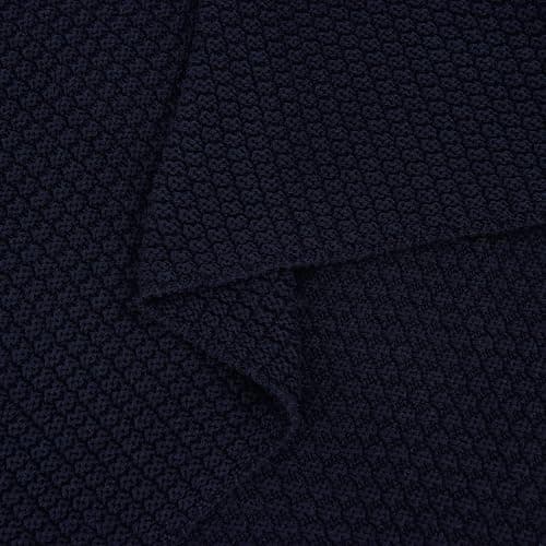 Longhui bedding Dark Navy Blue Knitted Throw Blanket for Couch, Soft, Cozy Machine Washable 100% Cotton Sofa Knit Blankets, Heavy 4.0lb Weight, 60 x 80 Inches, Dark Navy Blue Color. thumbnail 8