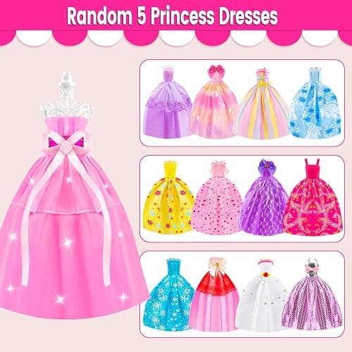 137 Pcs Doll Closet Playset Clothes and Accessories for 11.5 Inch Dolls, Included Princess Dresses,Fashion Dresses,Casual Clothing,Swimsuits,Bags,Shoes,Doll Dress up Toys for Girls Kids Toddlers Gifts thumbnail 5