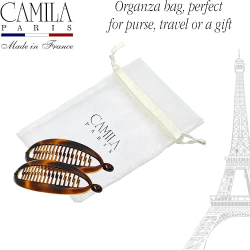 Camila Paris CP2 2 Pack French Large Banana Clip Hair Comb, Classic Banana Clips Hair for Thick Hair Ponytail Holder Interlocking Styling Clips for Women Made in France thumbnail 7