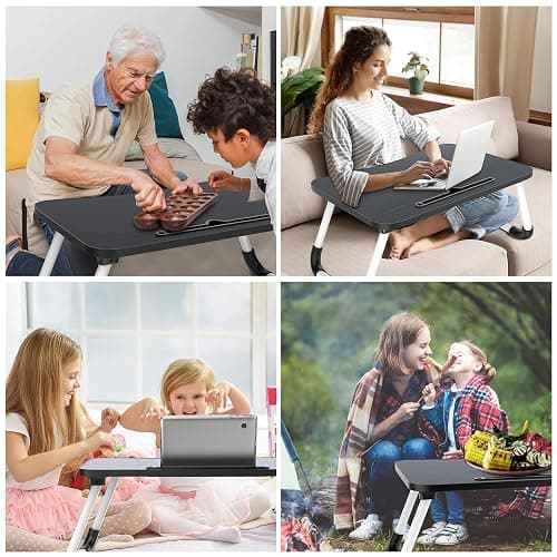 Zapuno Laptop Bed Desk, Foldable Laptop Tray Table with Tablet Slot, Lapdesk Laptop Stand for Bed Portable Standing Table for Bed Couch Floor thumbnail 6