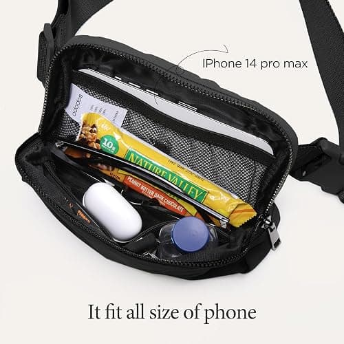 ODODOS Unisex Mini Belt Bag with Adjustable Strap Small Fanny Pack for Workout Running Traveling Hiking, Black thumbnail 5