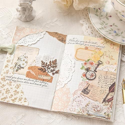 Doraking 100pcs Vintage Floral Scrapbook Paper Journaling Stickers Assorted Set, Material Paper Memo Junk Journal Supplies for Bullet Journaling Retro Crafts Planner Collage Card Album thumbnail 2