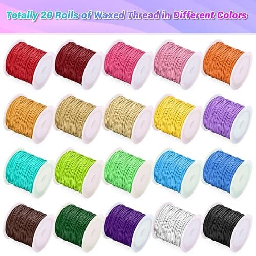 Cridoz 20 Rolls Wax String for Bracelet Making, Waxed Thread Bracelet Cord, Waxed Polyester Cord Bracelet Rope for DIY Bracelets, Necklace and Macrame thumbnail 2