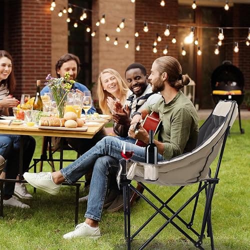 Nice C Padded Camping Chair, Oversized Camping Chairs, Oversized Thick Padded Folding Chairs, Outdoor Sports Chair, Heavy Duty, with Cooler Bag, Cup Holder, Side Pockets (2 Pack) thumbnail 7