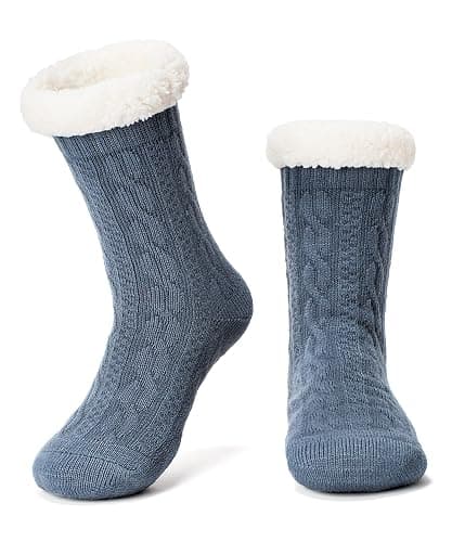 The Metluks Women's Knit Slipper Socks with Non-slip Grippers, Warm Fuzzy Fluffy Sherpa Lined, Cozy Christmas Gifts - Image 1