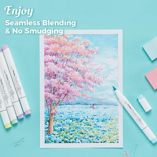 Ohuhu Double-Sided Marker Pad, Bleedproof Art Sketchbook – 7"x10" Large, 160 lb/280 GSM Heavyweight Smooth Paper – 50 Sheets/100 Pages, Spiral-Bound Drawing Book for Alcohol Markers thumbnail 5