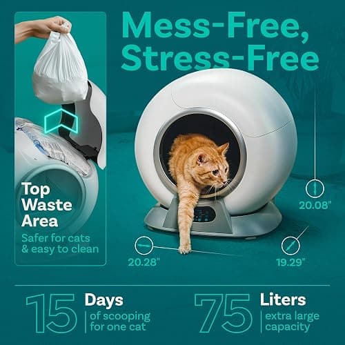 Self Cleaning Litter Box, Automatic Cat Litter Box Self Cleaning for Multiple Cats, Robot Automatic Litter Box Scoop Free Covered Ultra Cleaning -Odor Removal -APP Control Litter Box (Pack of 3 Bags) - Gray Bundle 3 Pack thumbnail 6