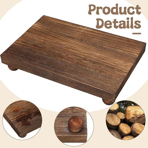Amyhill Wood Pedestal Stand Kitchen Soap Tray Farmhouse Wooden Riser Stand for Kitchen Bathroom Counter Table Decor Plant Candle Vases Display (Dark Brown, 12 x 7 inch) thumbnail 4