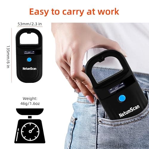 NetumScan Upgraded Pet Microchip Reader Scanner, 256 Data Storage Animal Tag Scanner Rechargeable Handheld Pet Chip ID Scanner with Stable OLED Display for ISO 11784/11785,FDX-B and ID64 RFID EMID thumbnail 7