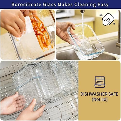 MFY 12-Pack Glass Storage Containers with Lids, Glass Meal Prep Containers Set, Airtight Lunch Containers with Lids, Microwave, Oven, Freezer and Dishwasher Safe, Gray thumbnail 5