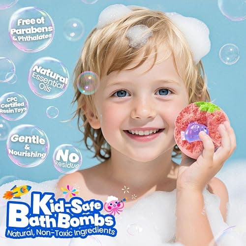 Bath Bombs for Kids with Surprise Inside, 32 Pack 1.8-Inch Fizzy Bath Bombs with 32 Different Glow-in-the-Dark Animal Toys, Kid-Friendly, Non-Toxic, 8 Scents, Birthday Party Favors & Stocking Stuffers thumbnail 2