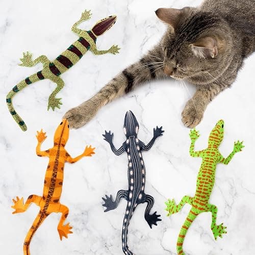 CiyvoLyeen Lizard Catnip Toys Chew Bite Resistant Toys for Indoor Cats Boredom Relief Teeth Cleaning Interactive Funny Cute Kitten Cat Lover Gifts Christmas Birthday Presents Set of 4 - Image 1
