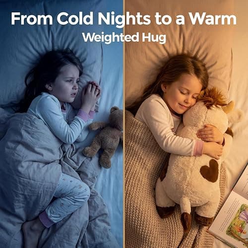 Mewaii Weighted Stuffed Animals with Microwavable Heating Pad - 5lb Adjustable, Heatable & Coolable Cow Plush for Realistic Hug, Removable Inner Pad, Perfect Plush Gift for Kids, Adults (23 Inch) thumbnail 3