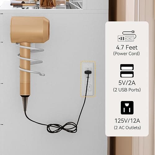 DWVO Vanity Desk Set with Mirror & Power Outlets, Vanity Table with 3 Dimmable Light Colors, 10 Drawers, Hair Dryer Rack – Modern Makeup Table with Hidden Storage Stool thumbnail 4