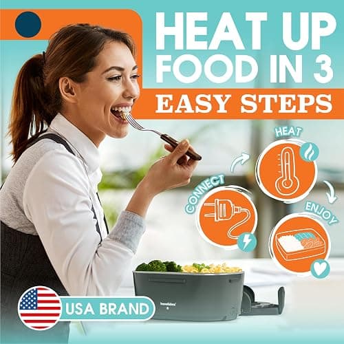 TRAVELISIMO Electric Lunch Box for Adults 80W Heated Lunch Box For Men 1.5L Stainless Steel Portable Food Warmer, 12/24/110V Electric Food Warmers for Travel & Work, Loncheras Para Hombres de Trabajo thumbnail 4