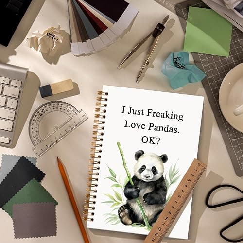 OINDADE Panda Gifts Notebook Journal, Funny Panda Spiral Notebook, I Just Freaking Love Pandas Notebooks Gifts for Pandas Lovers Girls Women Men, Cute Animal Bear School Office Supplies, 6x8.2In thumbnail 2