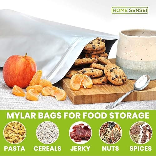 30 Mylar Bags for Food Storage 1 Gallon - Extra Thick 15 Mil - Long Term & Food Grade - Mylar Bags with Oxygen Absorbers 400cc- Zipper, Resealable, Stand-up Gousset - Bolsas Mylar con Abosrbentes thumbnail 5