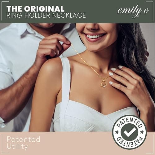 Emily C Ring Holder Necklace - Stainless Steel Necklace with Gold Finish - Engagement Gift for Doctors & Nurses - Gold Jewelry for Mom or Grandmother thumbnail 8