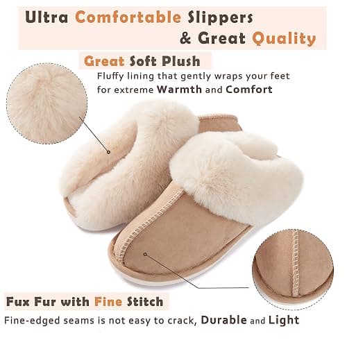 Donpapa Womens Slipper with Memory Foam Fluffy Soft Warm Slip On House Slippers Anti-Skid Cozy Plush for Indoor Outdoor thumbnail 4
